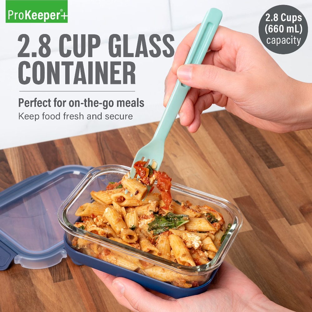 Food Storage Silicone - 2,8-cup glazen voedselbewaarbak met siliconen bodem