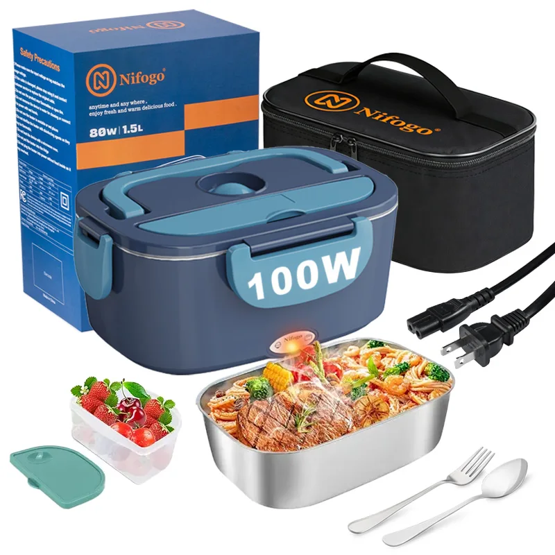 Food Storage Bag Organizer - 100W Elektrische Verwarmde Lunchbox 1,5L, 304