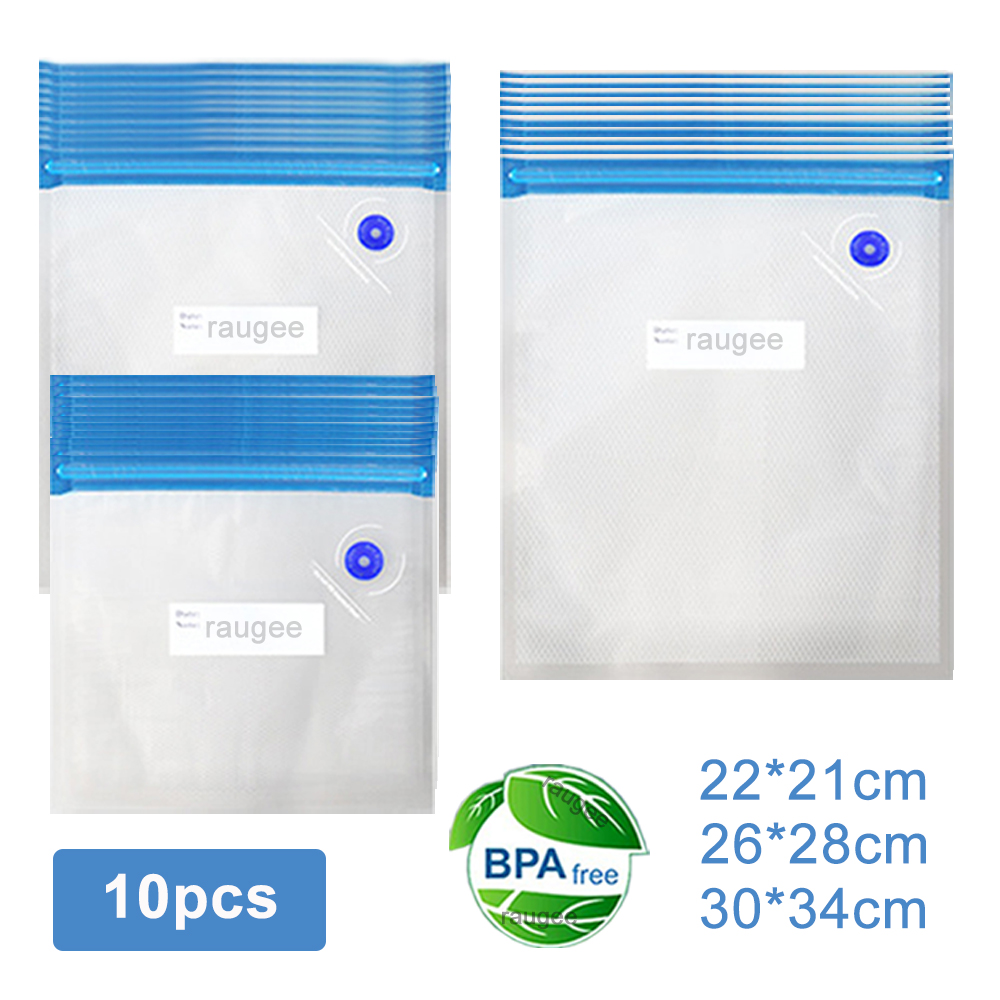 Food Storage Bag Organizer - Vacuümzakken Herbruikbare voedselvacuümverpakkingszakken 10 stuks Vacuümafdichting