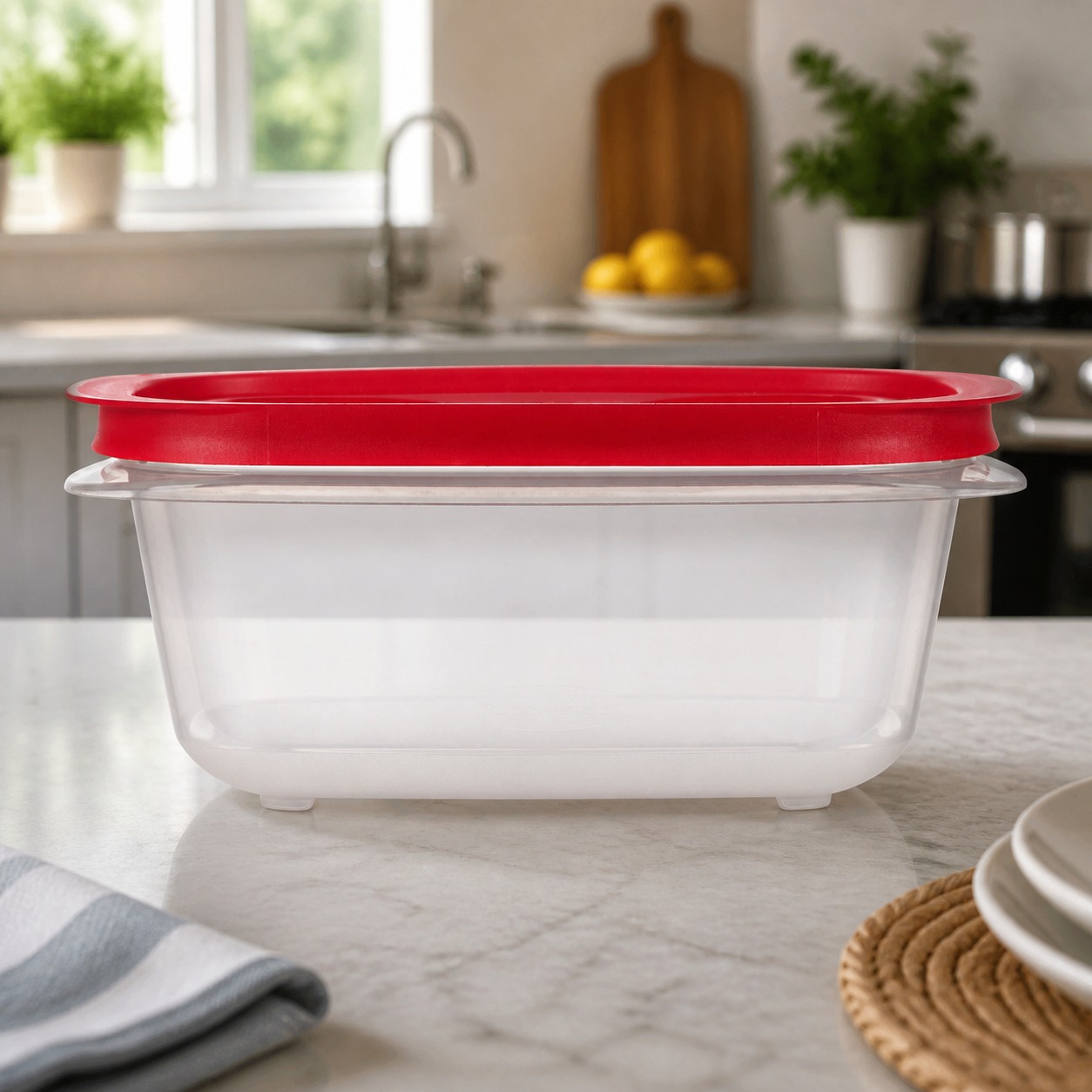 Food Storage Meal Prep - Rode rechthoekige voedselopslagcontainer met makkelijk te