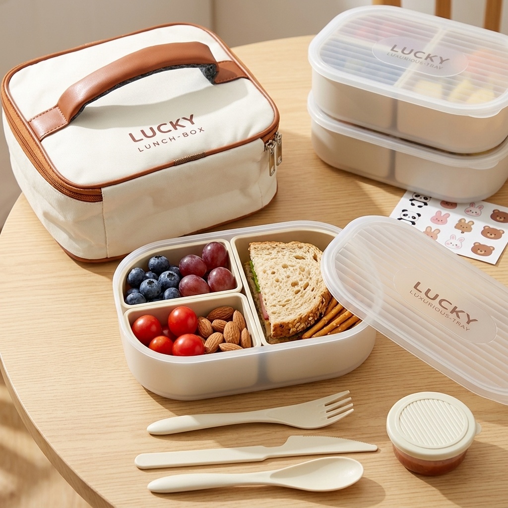 Food Storage Safety - Draagbare verdeelde plastic lunchbox voor kinderen/studenten,