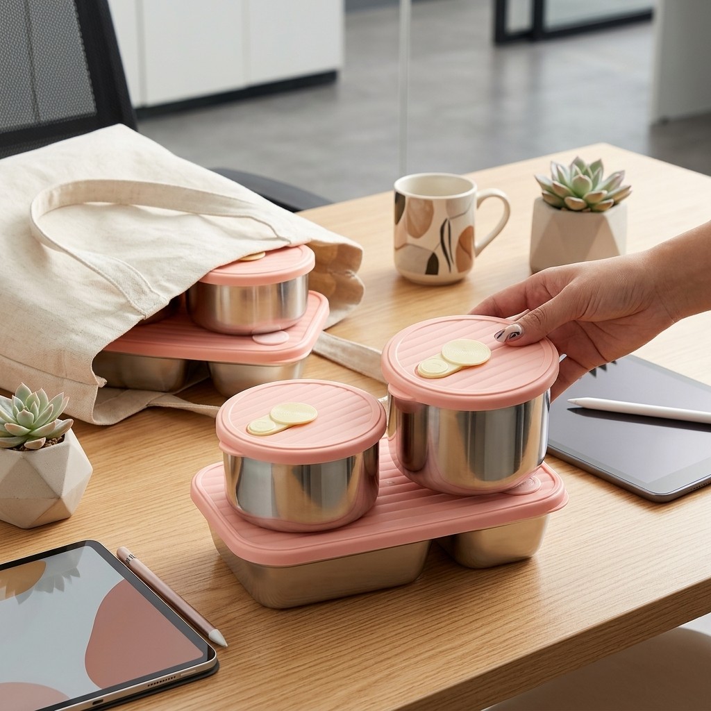 Food Storage Safety - Microgolfbestendige 304 roestvrijstalen lunchbox set, bentobox,