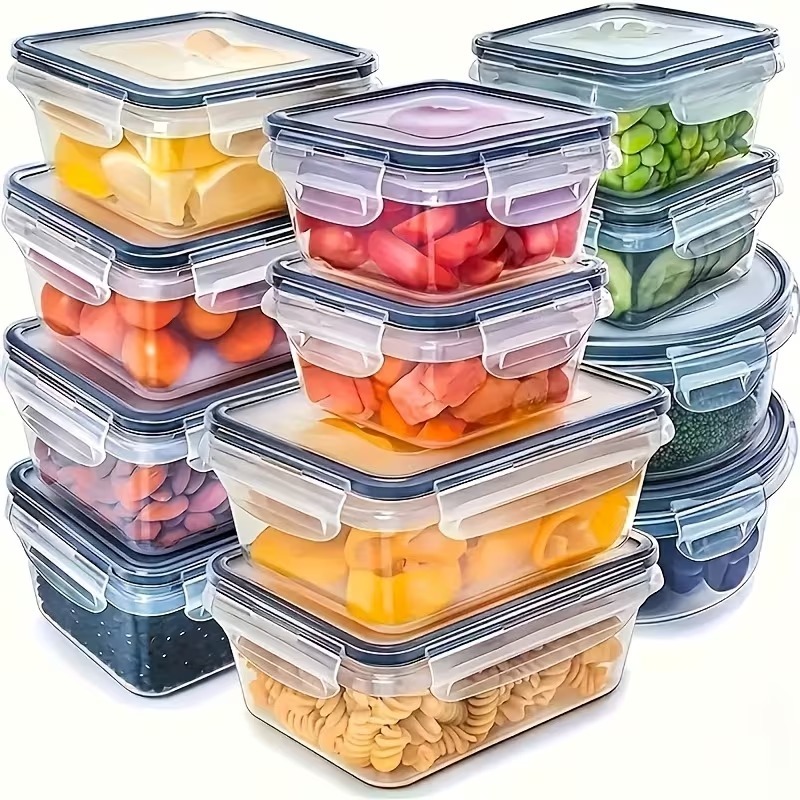 Food Storage Ideas - 4-delige transparante voedselbewaarbakjes met klikdeksels, herbruikbaar