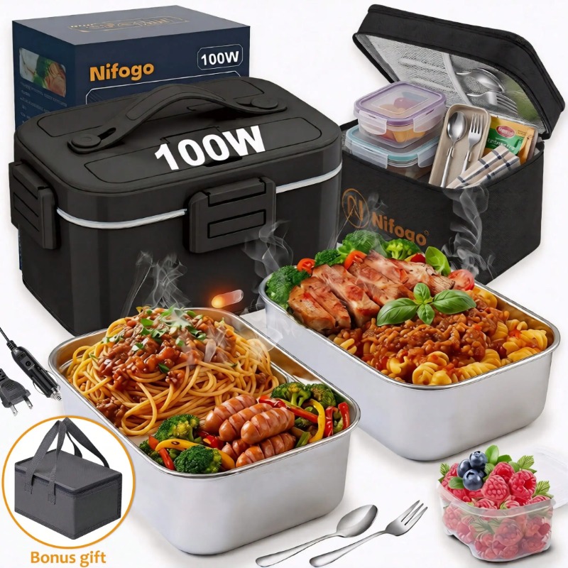 Food Storage Bag Organizer - 100W Elektrisch Verwarmde Lunchbox, 1,8L 304
