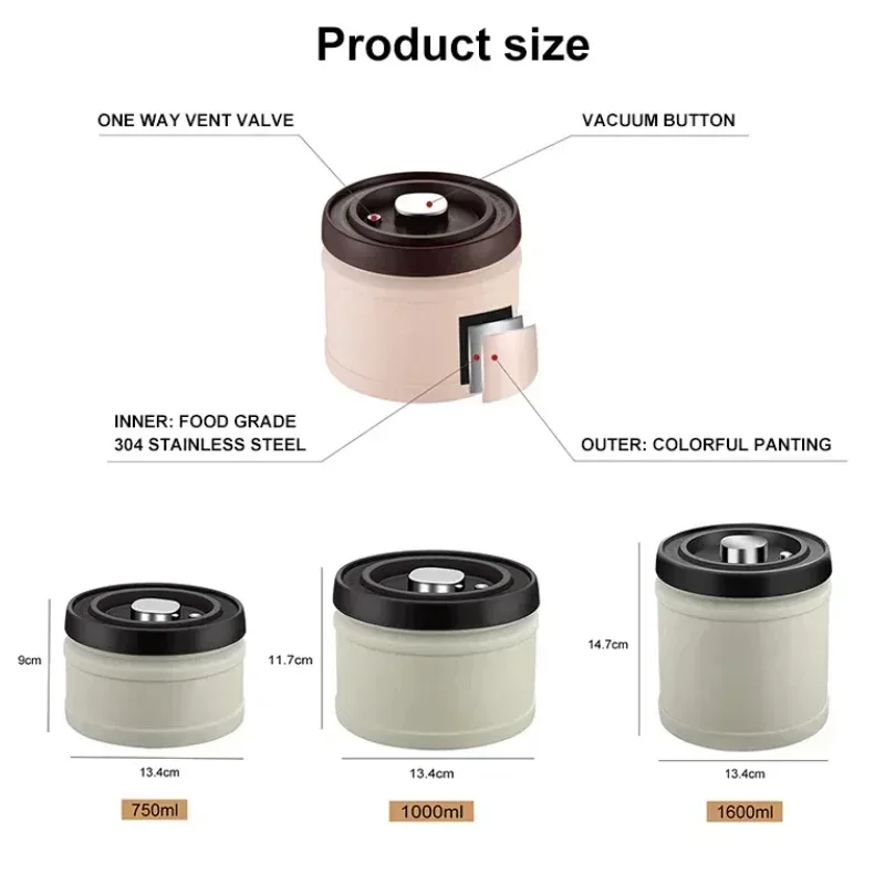 Food Storage Vacuum Containers - 304 roestvrij staal luchtdichte koffiecontainer opslagbus