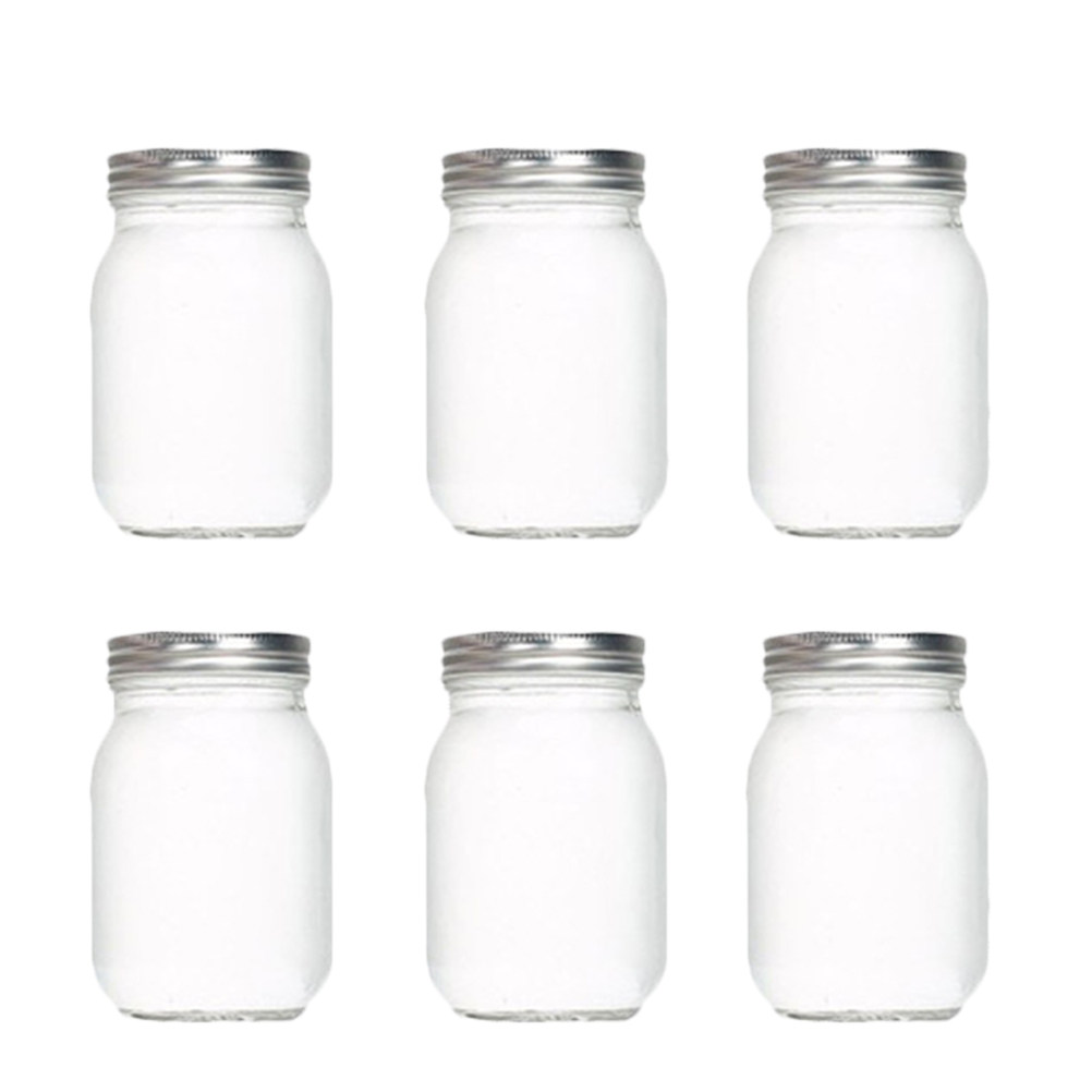 Food Storage With Lids - 6 stuks transparante ronde glazen potten
