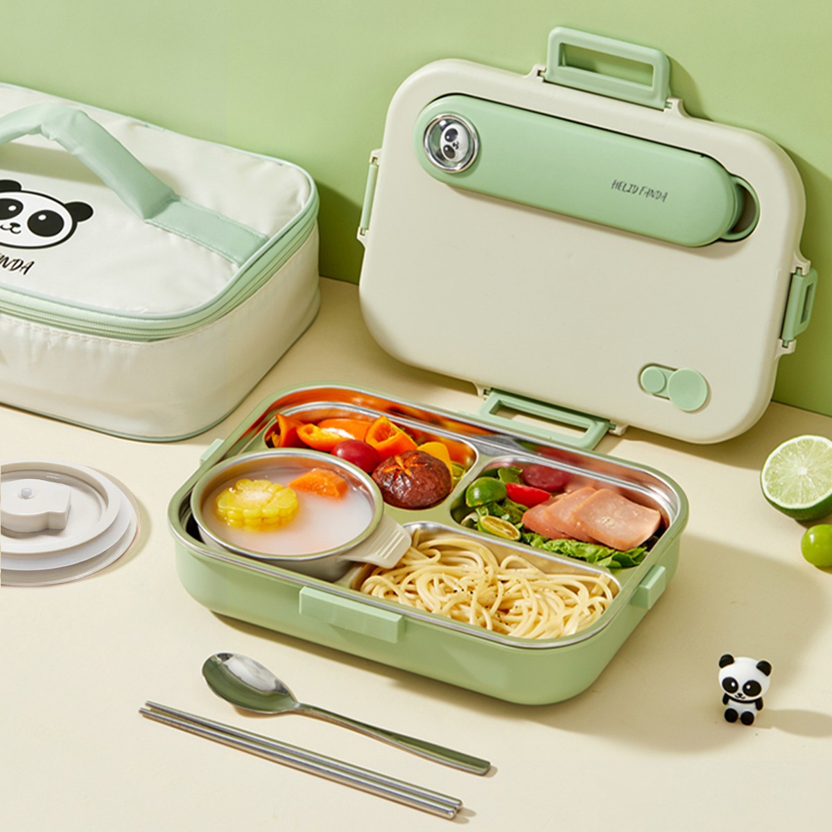 Food Storage Safety - Draagbare, verzegelde 304 roestvrijstalen lunchboxset voor