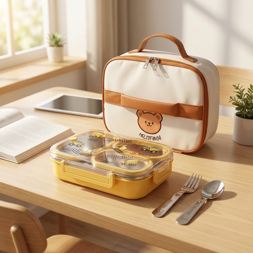 Food Storage Safety - 900ML Schattige 304 roestvrijstalen gedeelde bento
