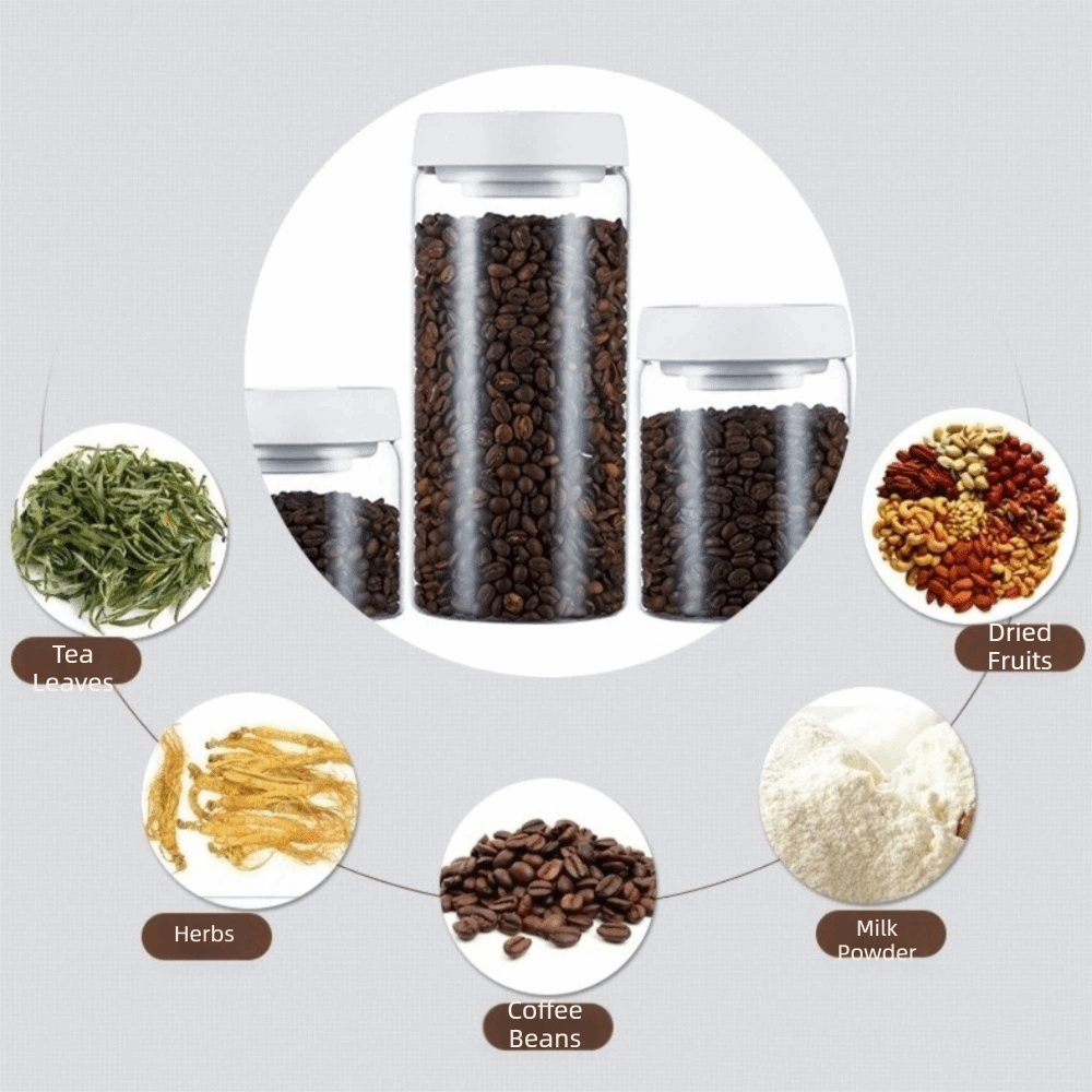 Food Storage Vacuum Containers - Vochtbestendige vacuümverzegelde pot met handmatige pers,