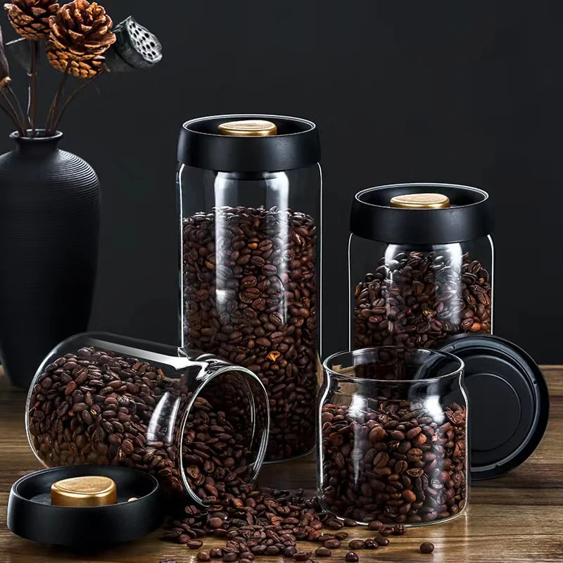 Food Storage Vacuum Containers - Koffiebonen vacuümverzegelde pot, transparante glazen voedselopslagpot,