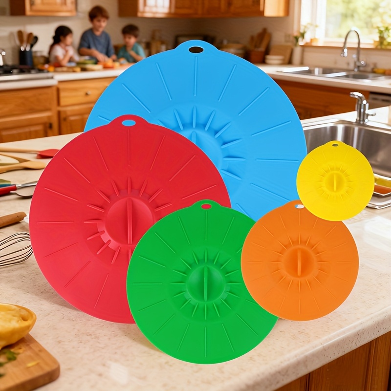 Food Storage Silicone - 5-delige siliconen deksels, hittebestendige, spatwaterdichte deksels