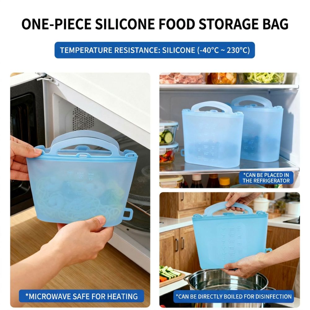 Food Storage Ziploc - 1500ml voedselbewaarzakken Lekvrije herbruikbare siliconen bewaarzakken