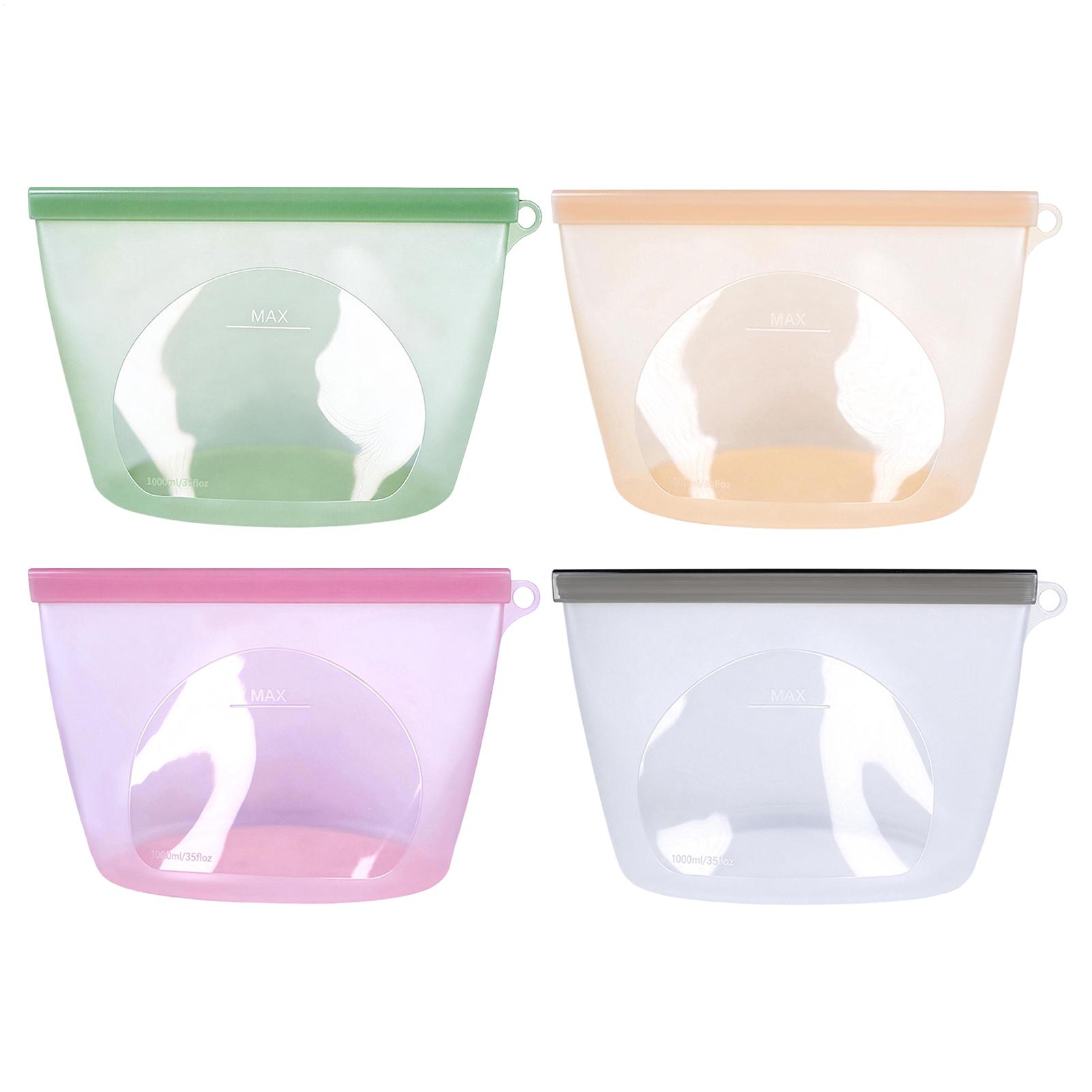 Food Storage Ziploc - Siliconen Voedselbewaarzakken 1000ml Lekvrij Herbruikbare Ovenbestendige