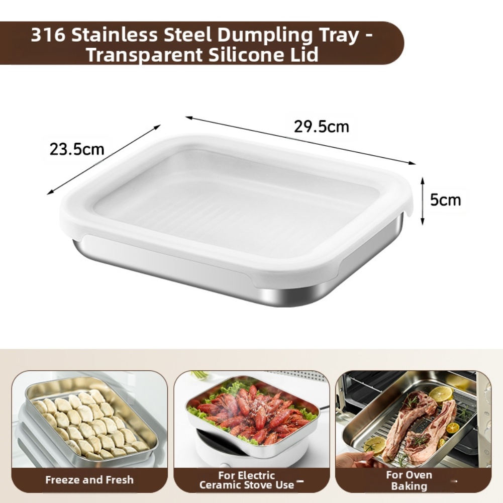 Food Storage Silicone - Roestvrijstalen voedselopslagcontainer met 316 siliconen deksel,