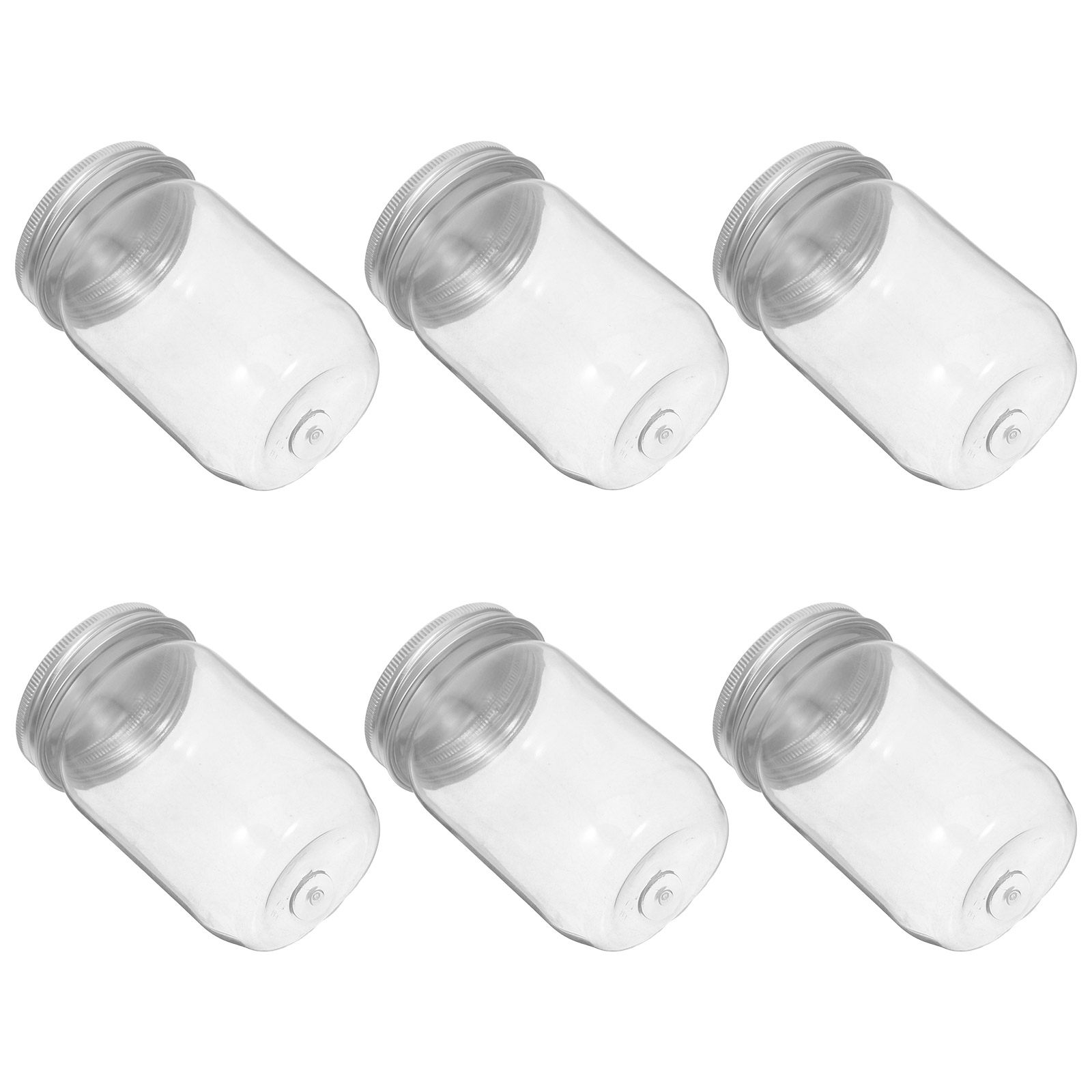 Food Storage With Lids - 6 stuks doorzichtige plastic masonpotten met