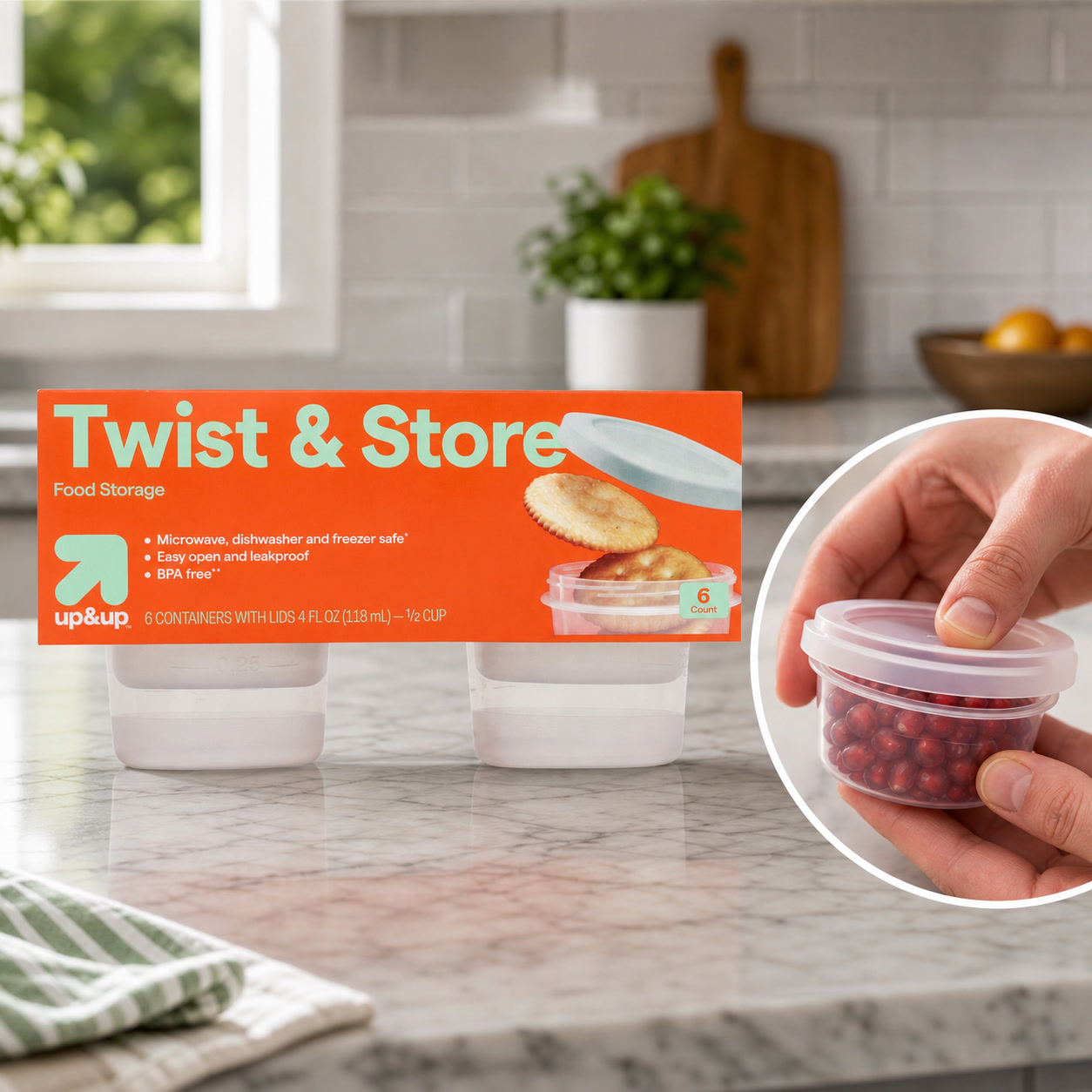 Food Storage Meal Prep - 6-delige ronde Twist-Lock voedselopslagcontainers, 4 fl