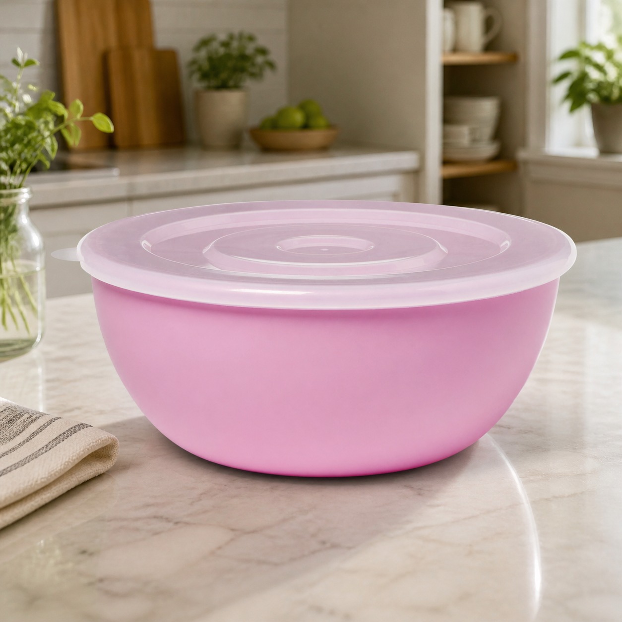 Food Storage Meal Prep - Roze kom met bijpassend deksel, duurzame