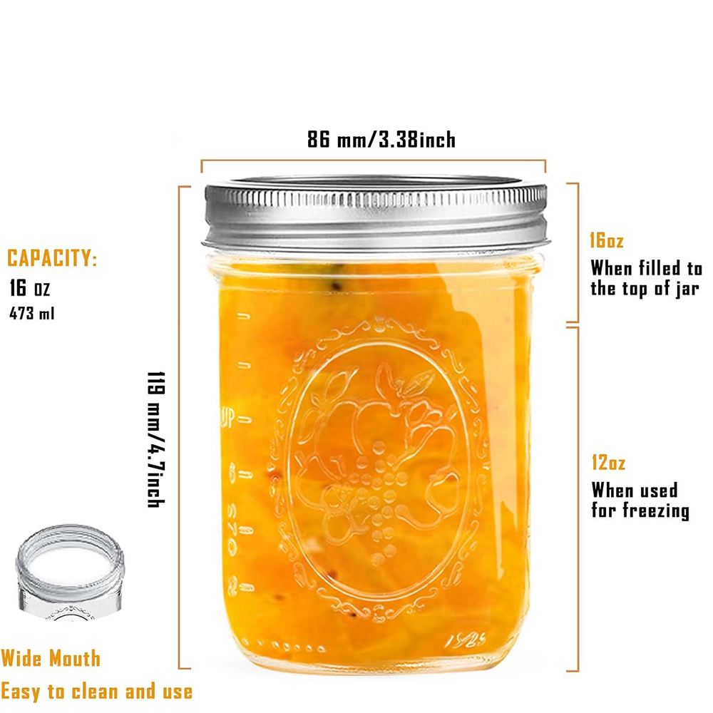 16oz brede-mond Mason-potten m - Food Storage With Lids recensie en prijs